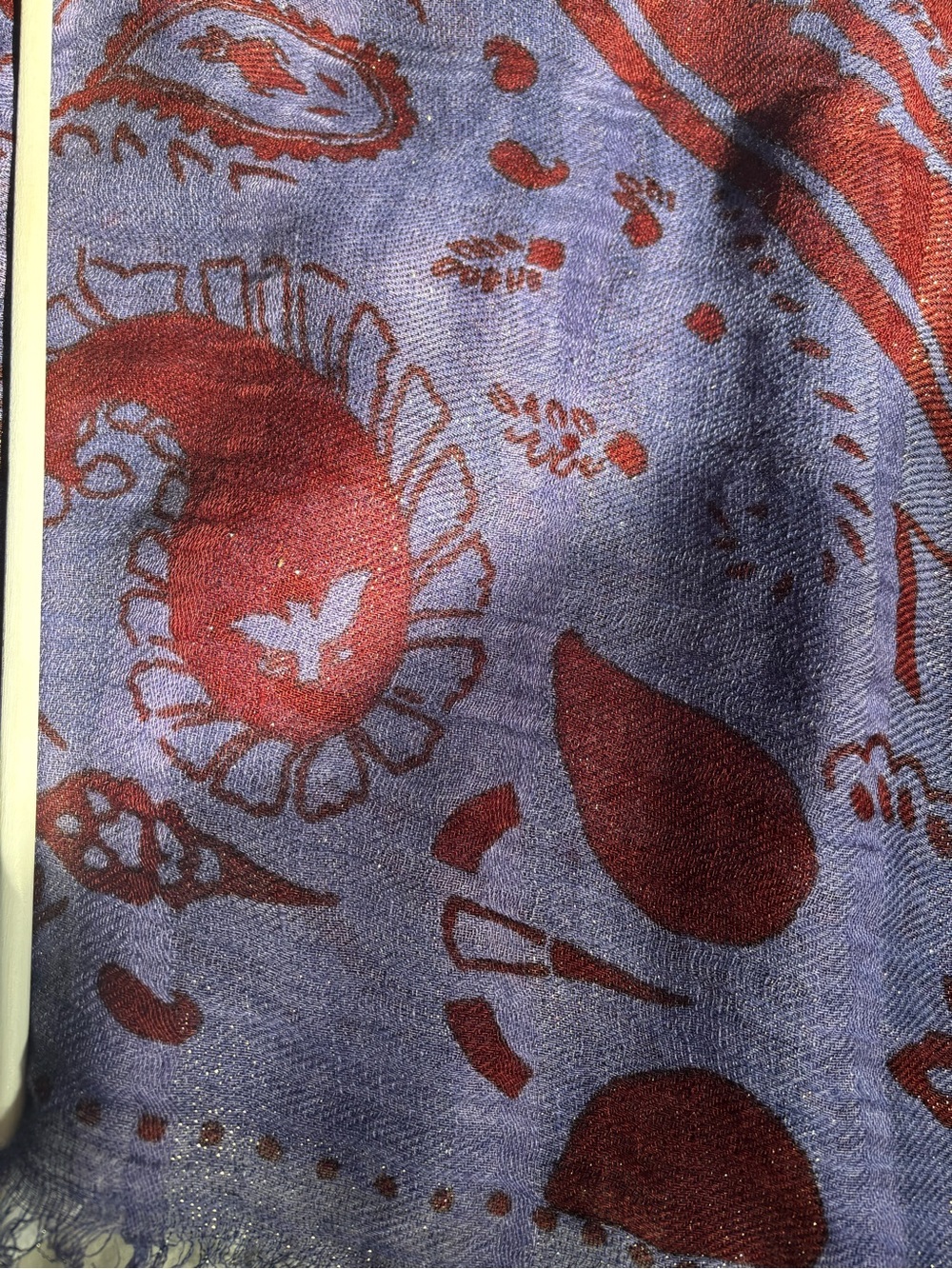 ETRO Blue/Purple & Burgundy Paisley Scarf - Picture 2 of 7